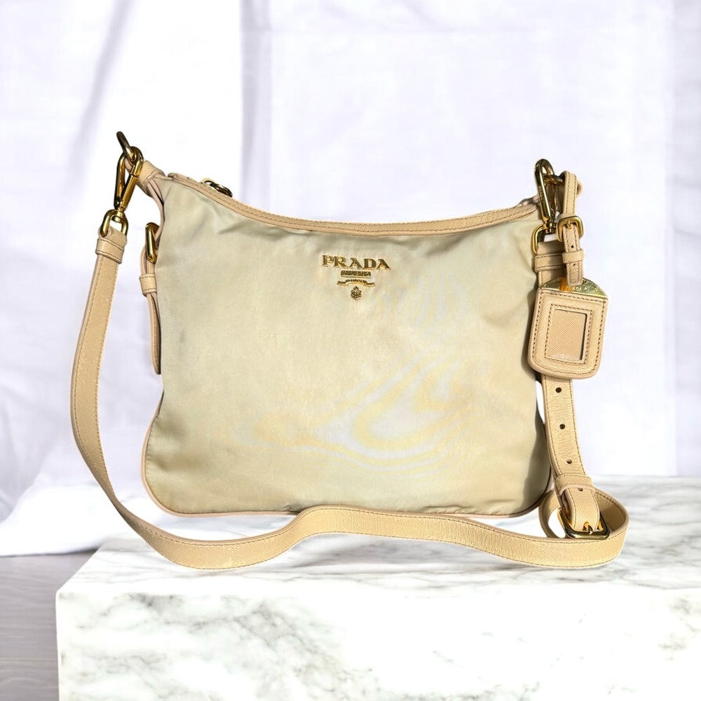 PRADA Tessuto Nylon Shoulder Bag Vanilla Cream Crossbody - Picture 3 of 16
